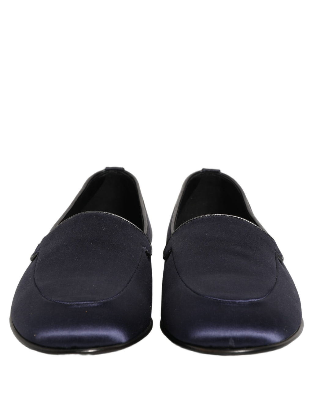 Dolce & Gabbana Navy Blue Satin DG Logo Dress Loafers Shoes Dolce & Gabbana