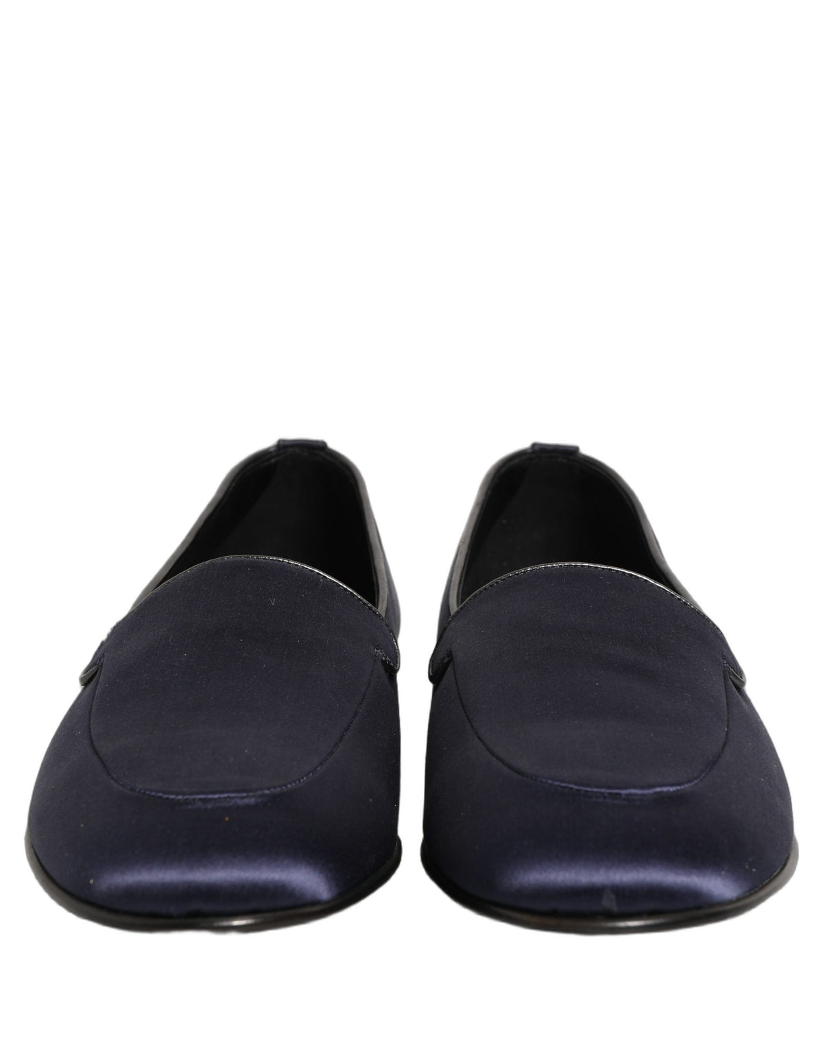 Dolce & Gabbana Navy Blue Satin DG Logo Dress Loafers Shoes Dolce & Gabbana