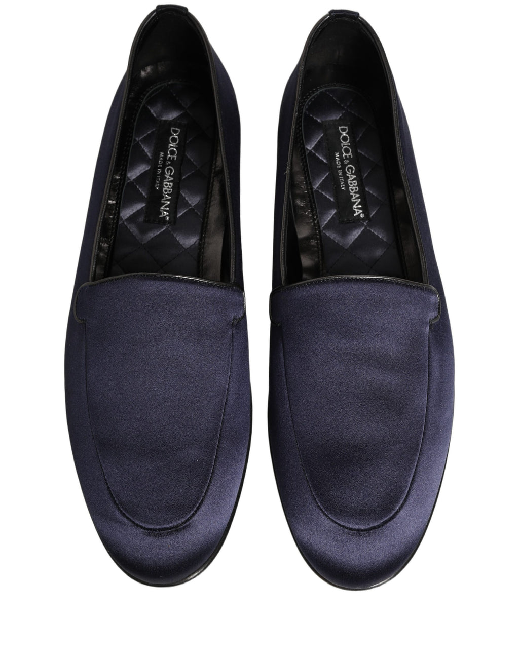 Dolce & Gabbana Navy Blue Satin DG Logo Dress Loafers Shoes Dolce & Gabbana
