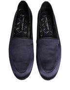 Dolce & Gabbana Navy Blue Satin DG Logo Dress Loafers Shoes Dolce & Gabbana
