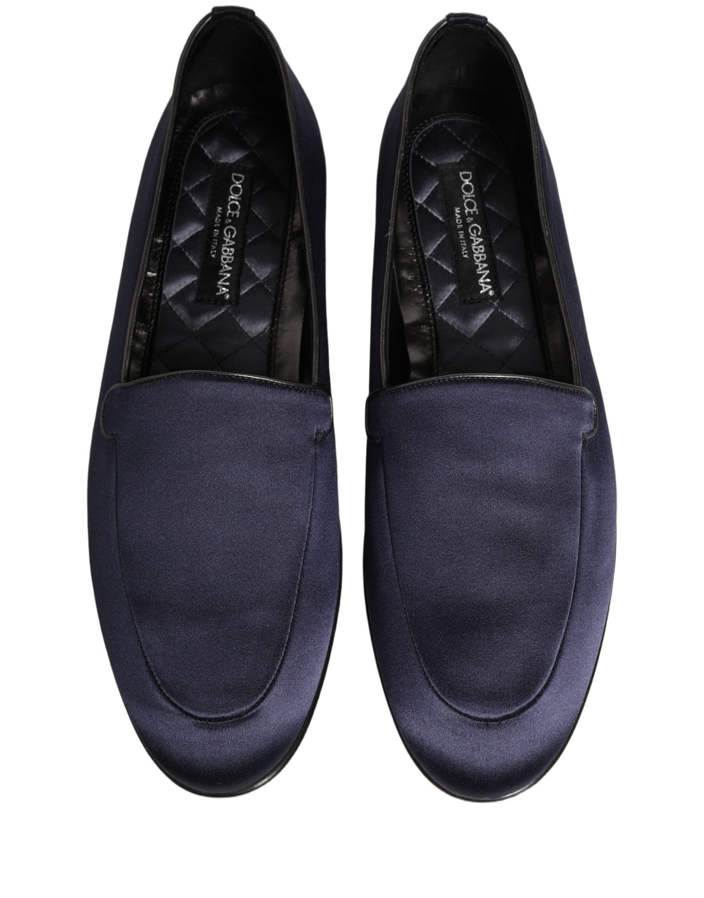 Dolce & Gabbana Navy Blue Satin DG Logo Dress Loafers Shoes Dolce & Gabbana