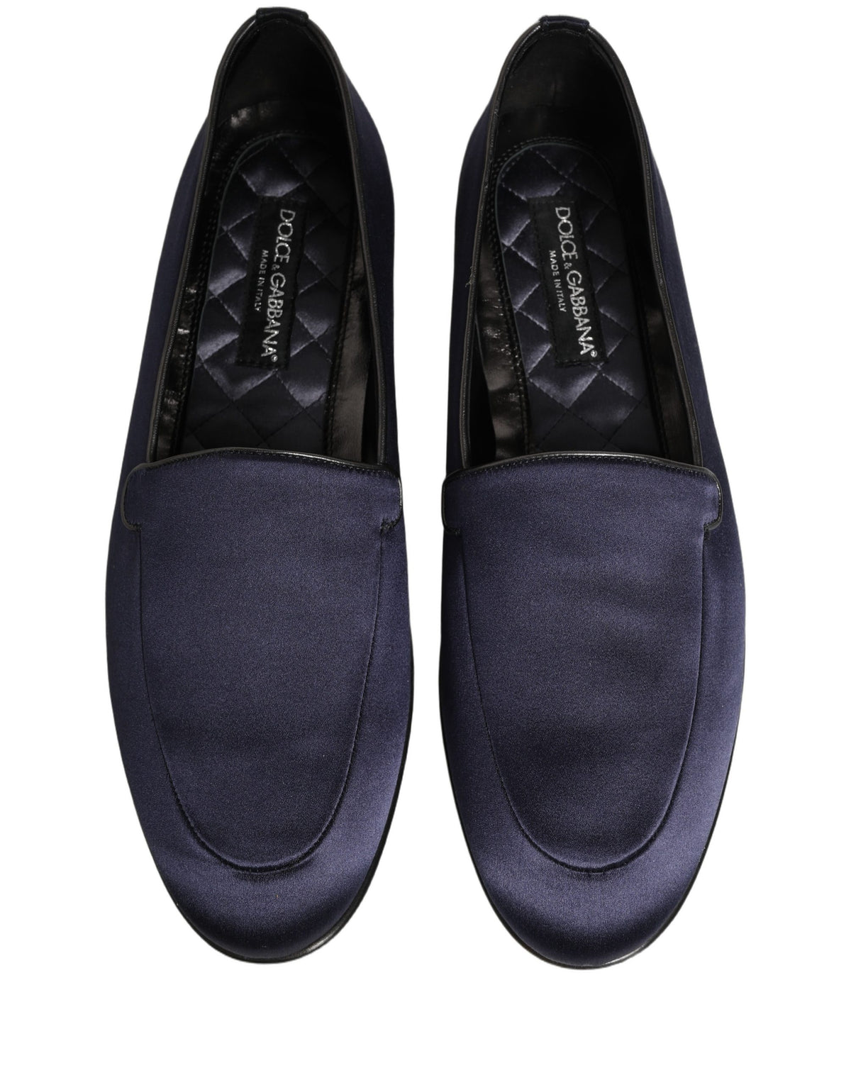 Dolce & Gabbana Navy Blue Satin DG Logo Dress Loafers Shoes Dolce & Gabbana