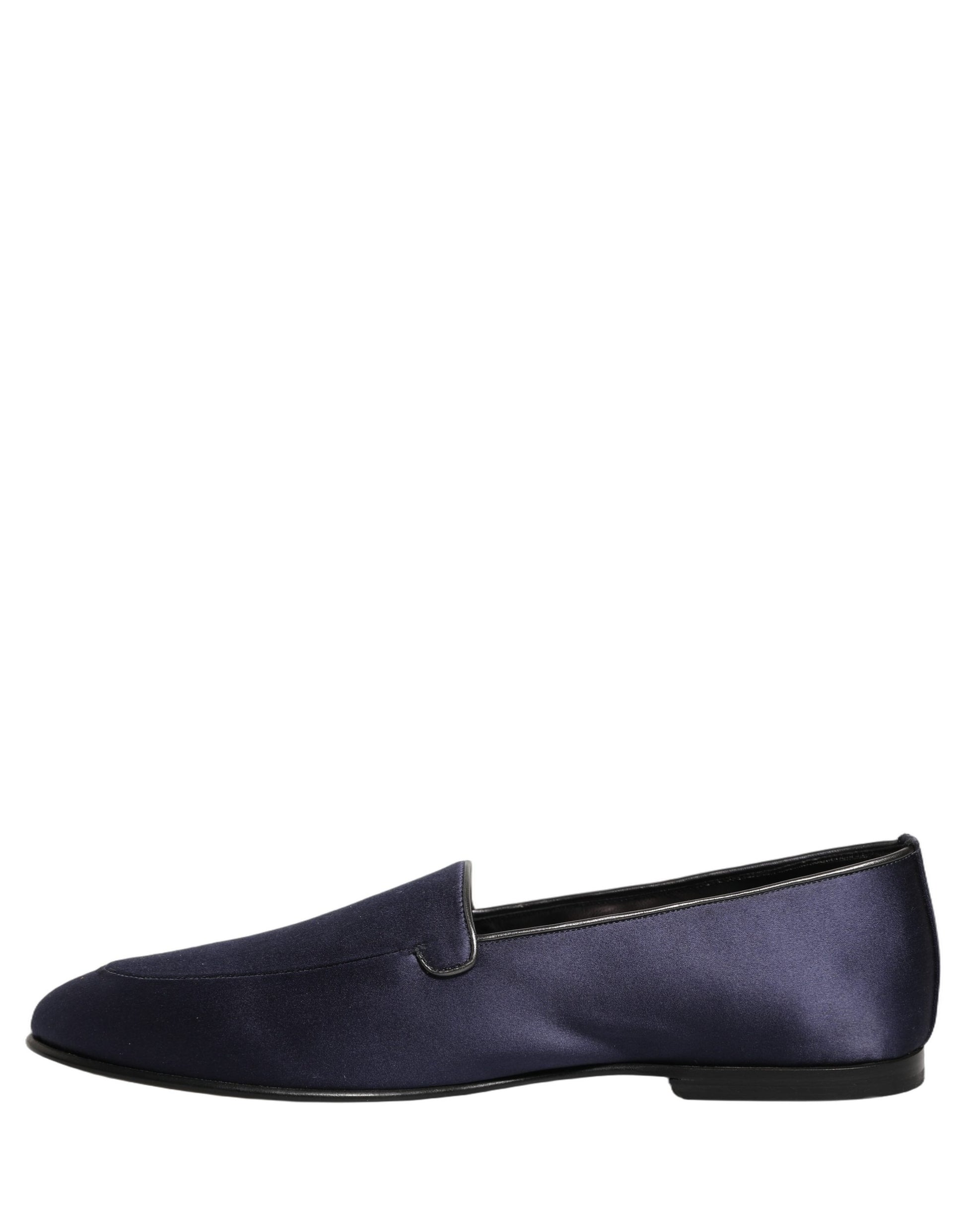 Dolce & Gabbana Navy Blue Satin DG Logo Dress Loafers Shoes Dolce & Gabbana