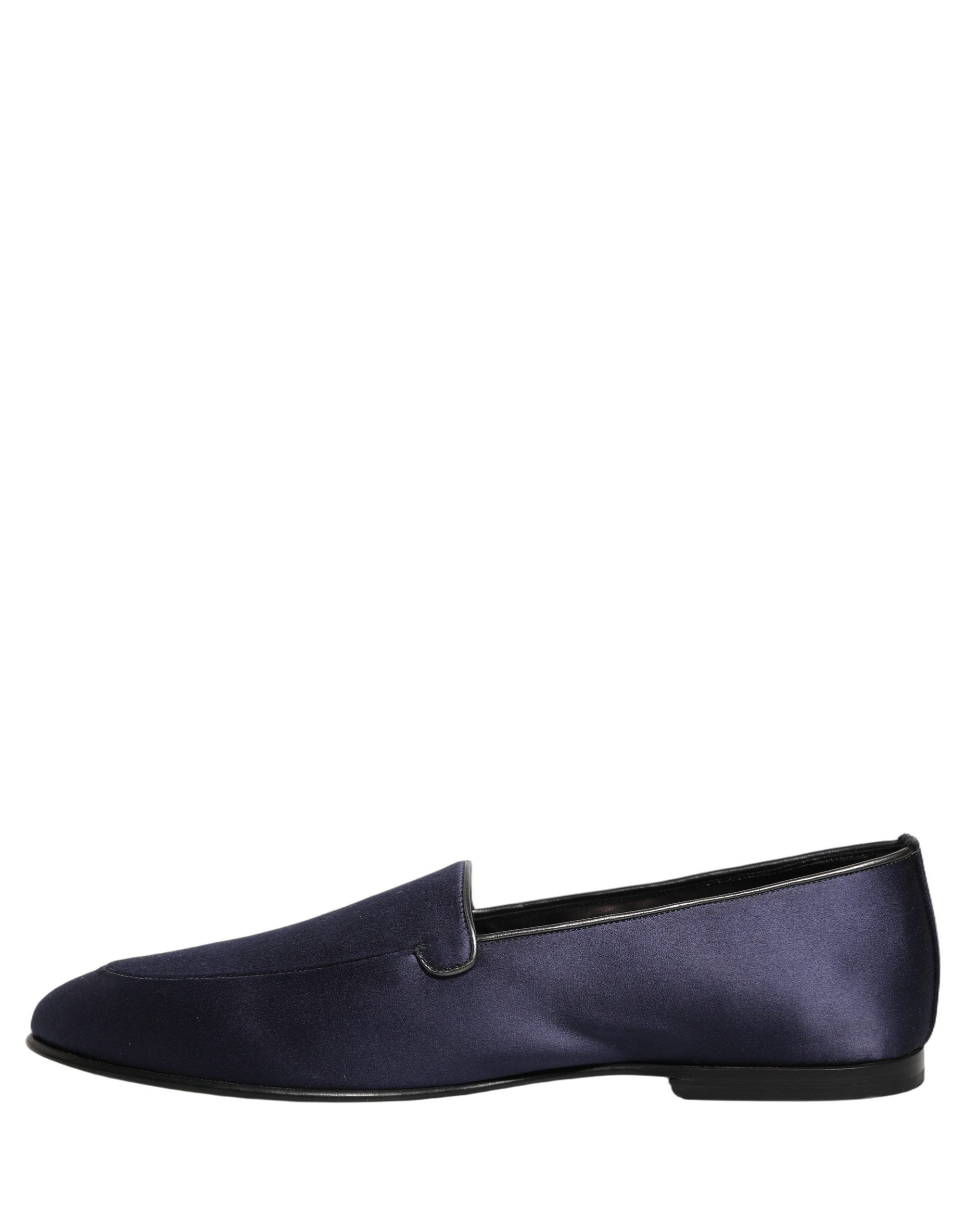 Dolce & Gabbana Navy Blue Satin DG Logo Dress Loafers Shoes Dolce & Gabbana