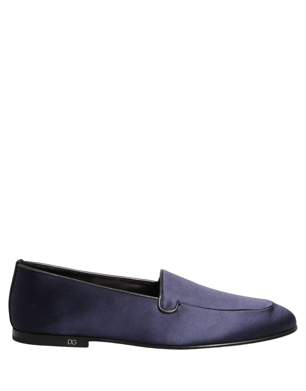 Dolce & Gabbana Navy Blue Satin DG Logo Dress Loafers Shoes Dolce & Gabbana
