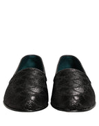 Dolce & Gabbana Black Glitter Brocade Men Dress Loafers Shoes Dolce & Gabbana