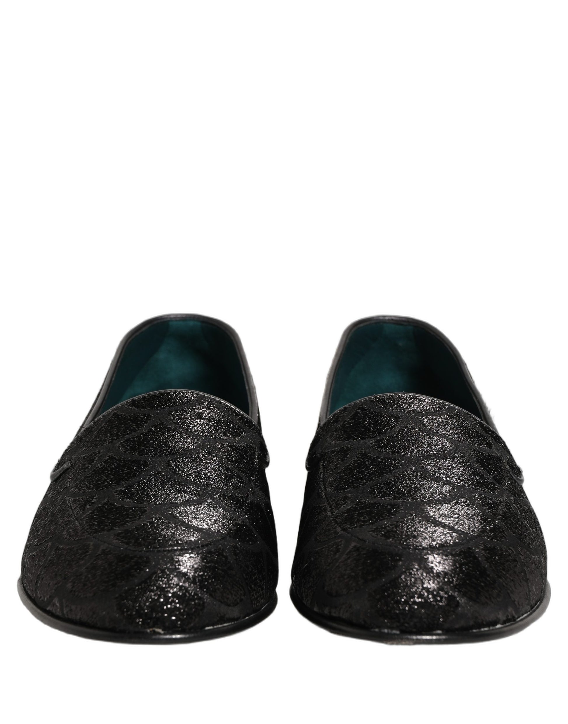 Dolce & Gabbana Black Glitter Brocade Men Dress Loafers Shoes Dolce & Gabbana
