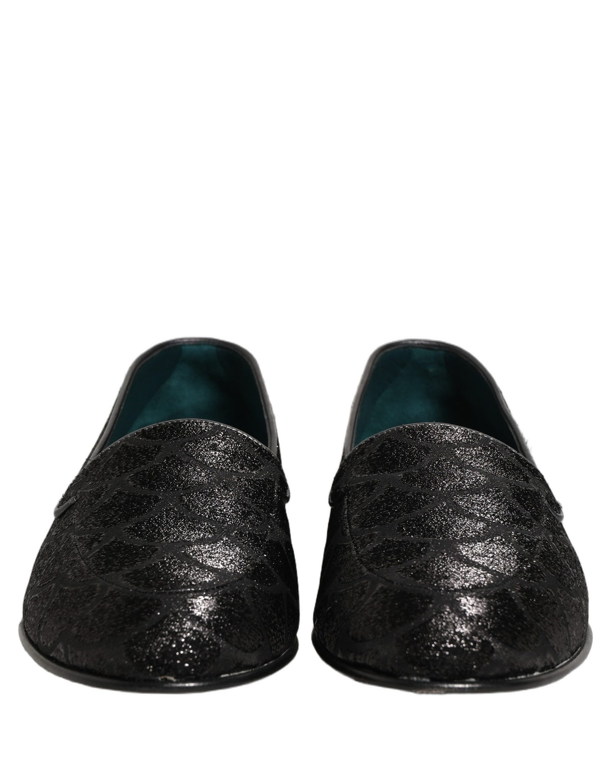 Dolce & Gabbana Black Glitter Brocade Men Dress Loafers Shoes Dolce & Gabbana