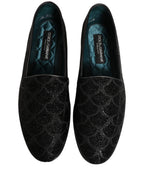 Dolce & Gabbana Black Glitter Brocade Men Dress Loafers Shoes Dolce & Gabbana