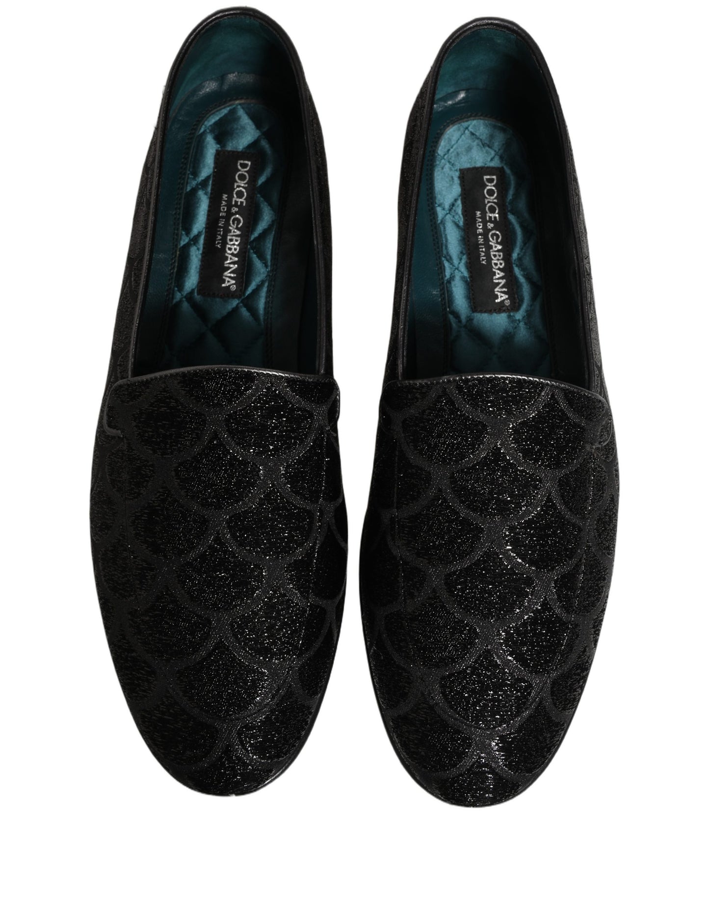 Dolce & Gabbana Black Glitter Brocade Men Dress Loafers Shoes Dolce & Gabbana