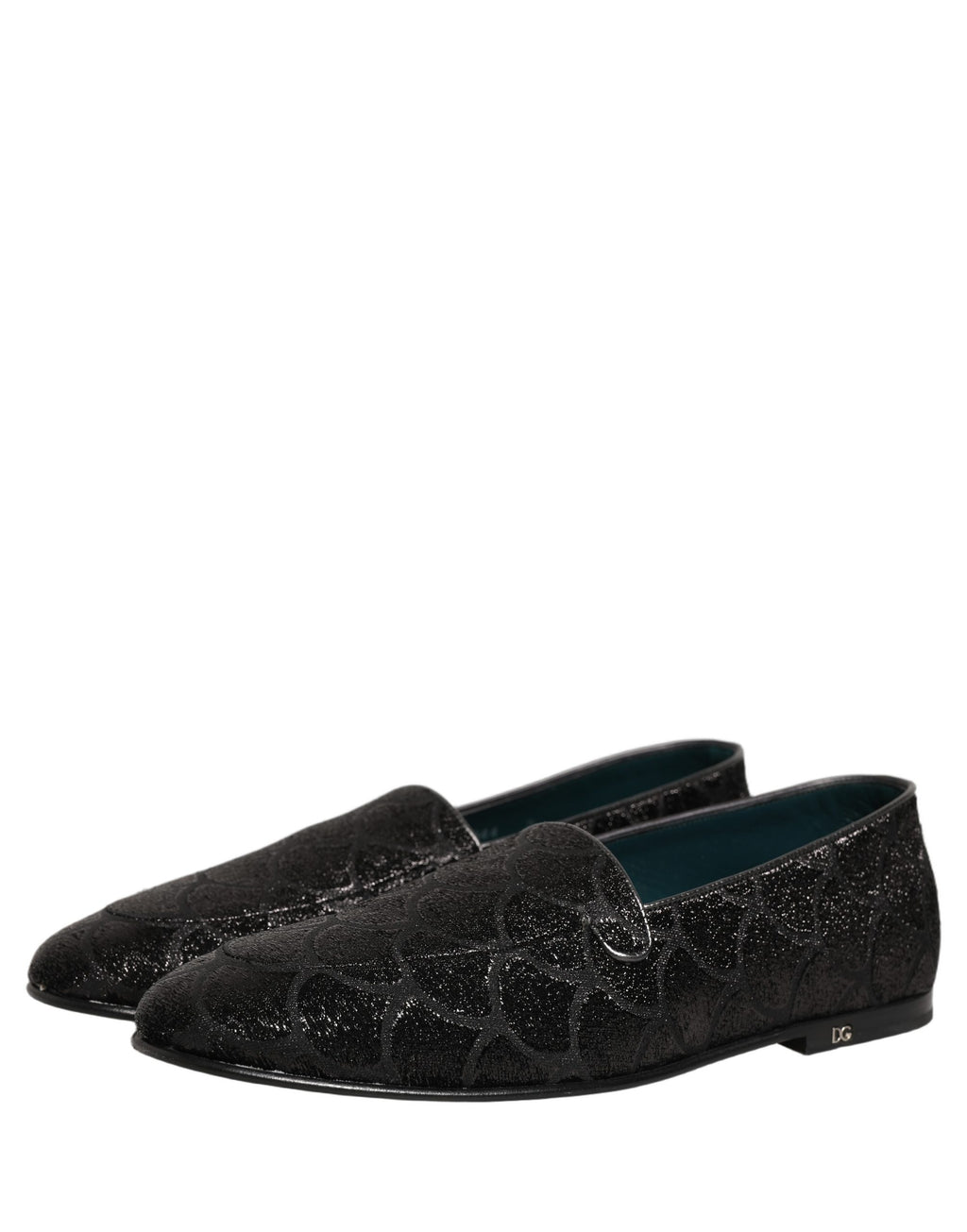 Dolce & Gabbana Black Glitter Brocade Men Dress Loafers Shoes Dolce & Gabbana