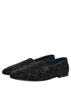 Dolce & Gabbana Black Glitter Brocade Men Dress Loafers Shoes Dolce & Gabbana
