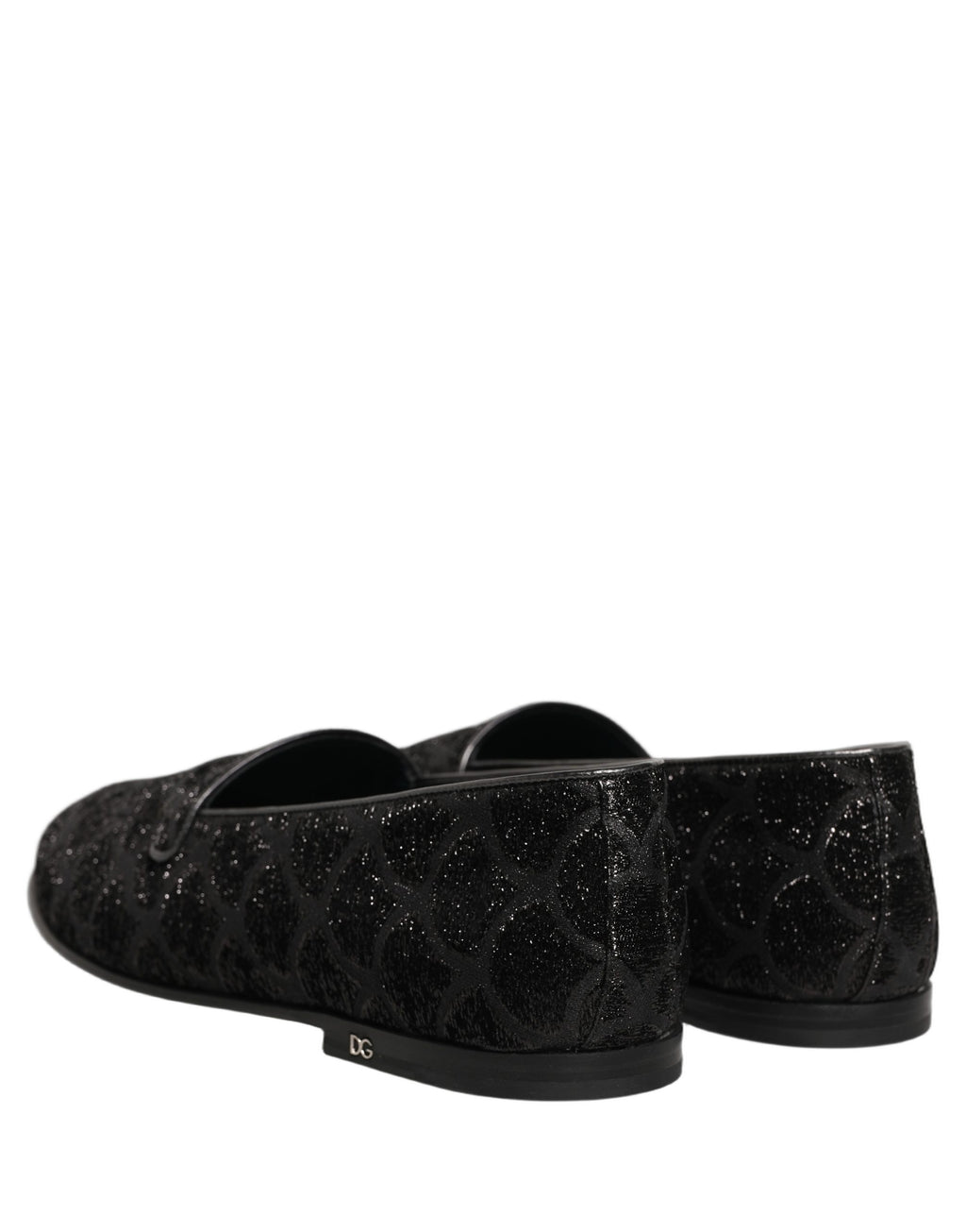 Dolce & Gabbana Black Glitter Brocade Men Dress Loafers Shoes Dolce & Gabbana