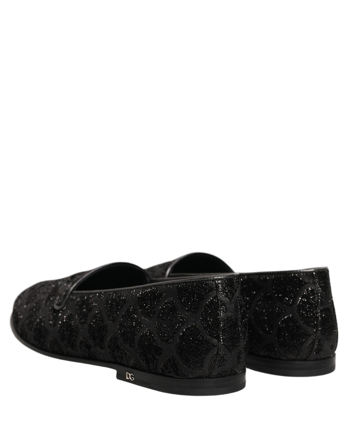 Dolce & Gabbana Black Glitter Brocade Men Dress Loafers Shoes Dolce & Gabbana