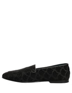 Dolce & Gabbana Black Glitter Brocade Men Dress Loafers Shoes Dolce & Gabbana