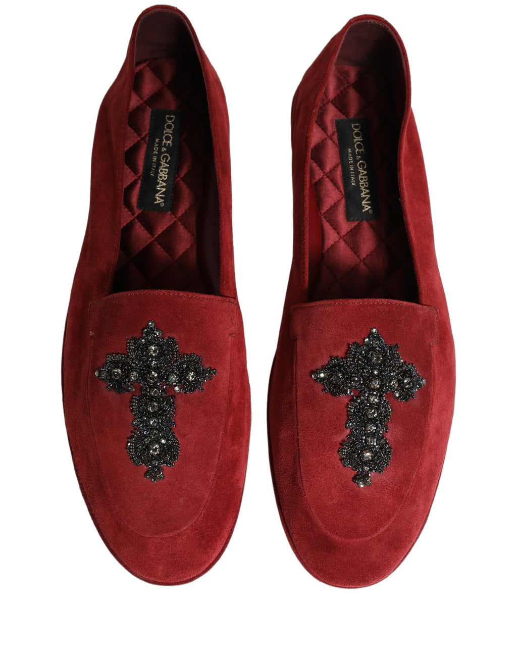 Dolce & Gabbana Red Suede Cross Slip On Dress Loafers Shoes Dolce & Gabbana