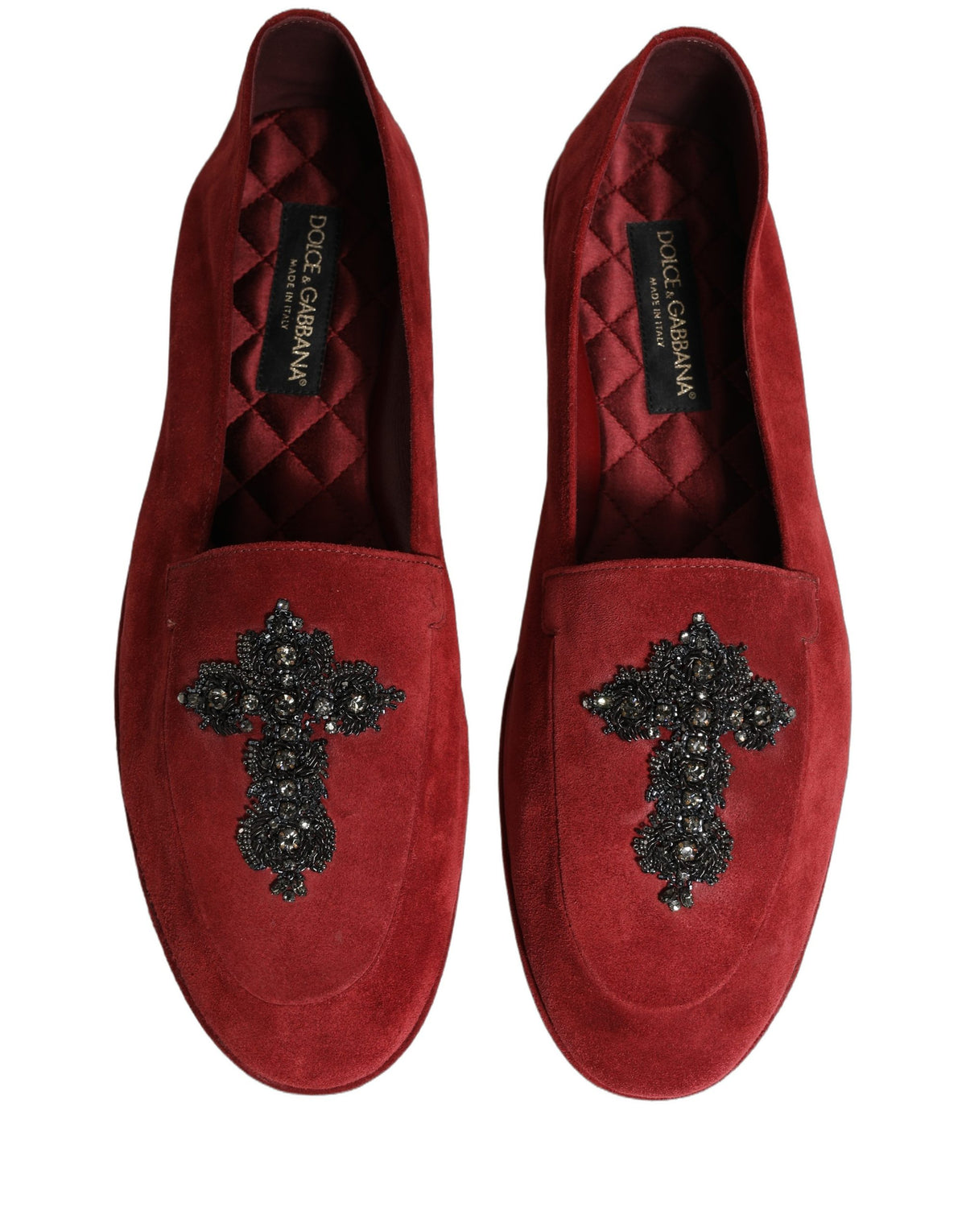 Dolce & Gabbana Red Suede Cross Slip On Dress Loafers Shoes Dolce & Gabbana