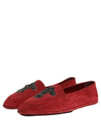 Dolce & Gabbana Red Suede Cross Slip On Dress Loafers Shoes Dolce & Gabbana
