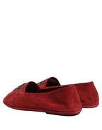Dolce & Gabbana Red Suede Cross Slip On Dress Loafers Shoes Dolce & Gabbana