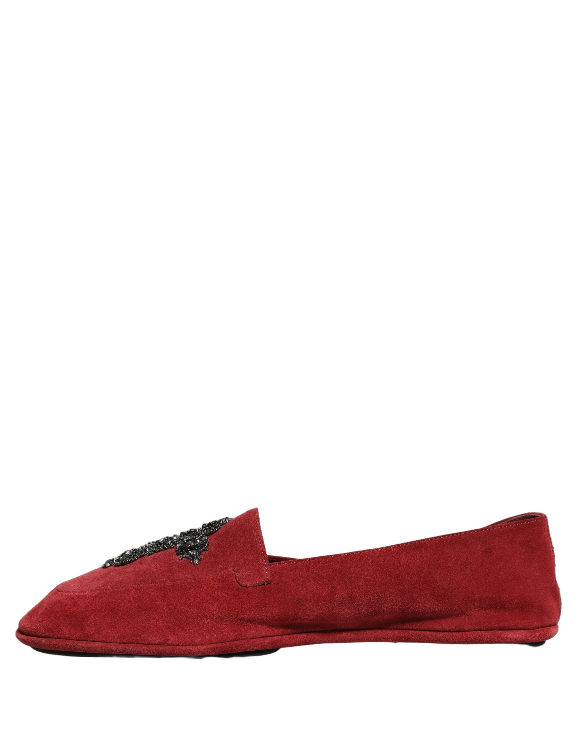Dolce & Gabbana Red Suede Cross Slip On Dress Loafers Shoes Dolce & Gabbana