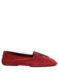 Dolce & Gabbana Red Suede Cross Slip On Dress Loafers Shoes Dolce & Gabbana