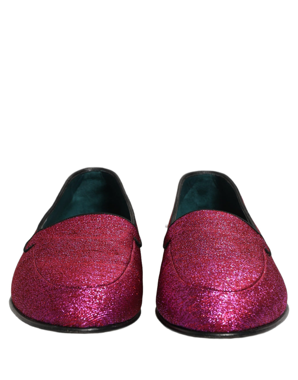 Dolce & Gabbana Pink Glitter Lurex Logo Dress Loafers Shoes Dolce & Gabbana