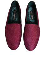 Dolce & Gabbana Pink Glitter Lurex Logo Dress Loafers Shoes Dolce & Gabbana