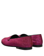 Dolce & Gabbana Pink Glitter Lurex Logo Dress Loafers Shoes Dolce & Gabbana