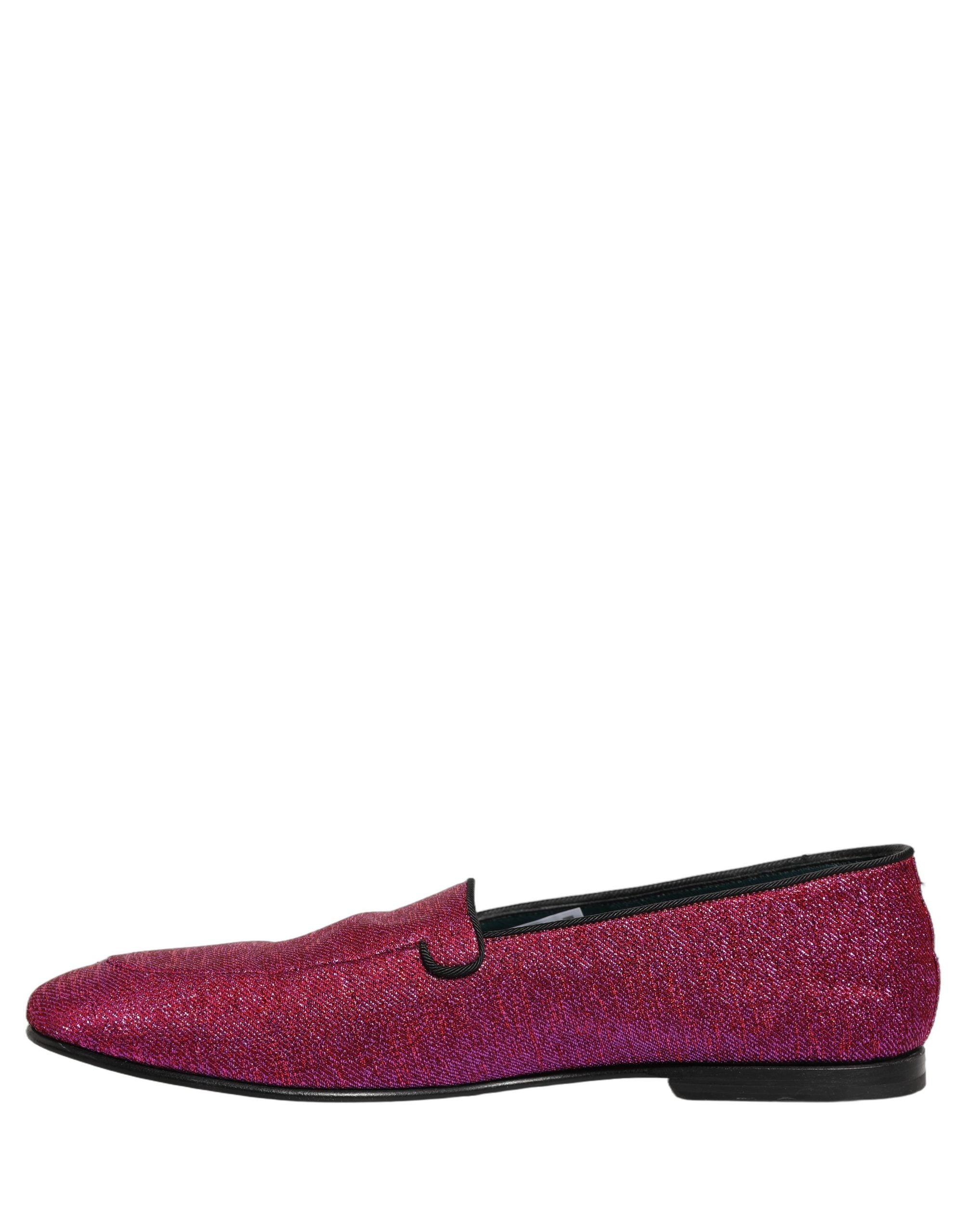 Dolce & Gabbana Pink Glitter Lurex Logo Dress Loafers Shoes Dolce & Gabbana