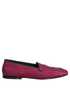 Dolce & Gabbana Pink Glitter Lurex Logo Dress Loafers Shoes Dolce & Gabbana