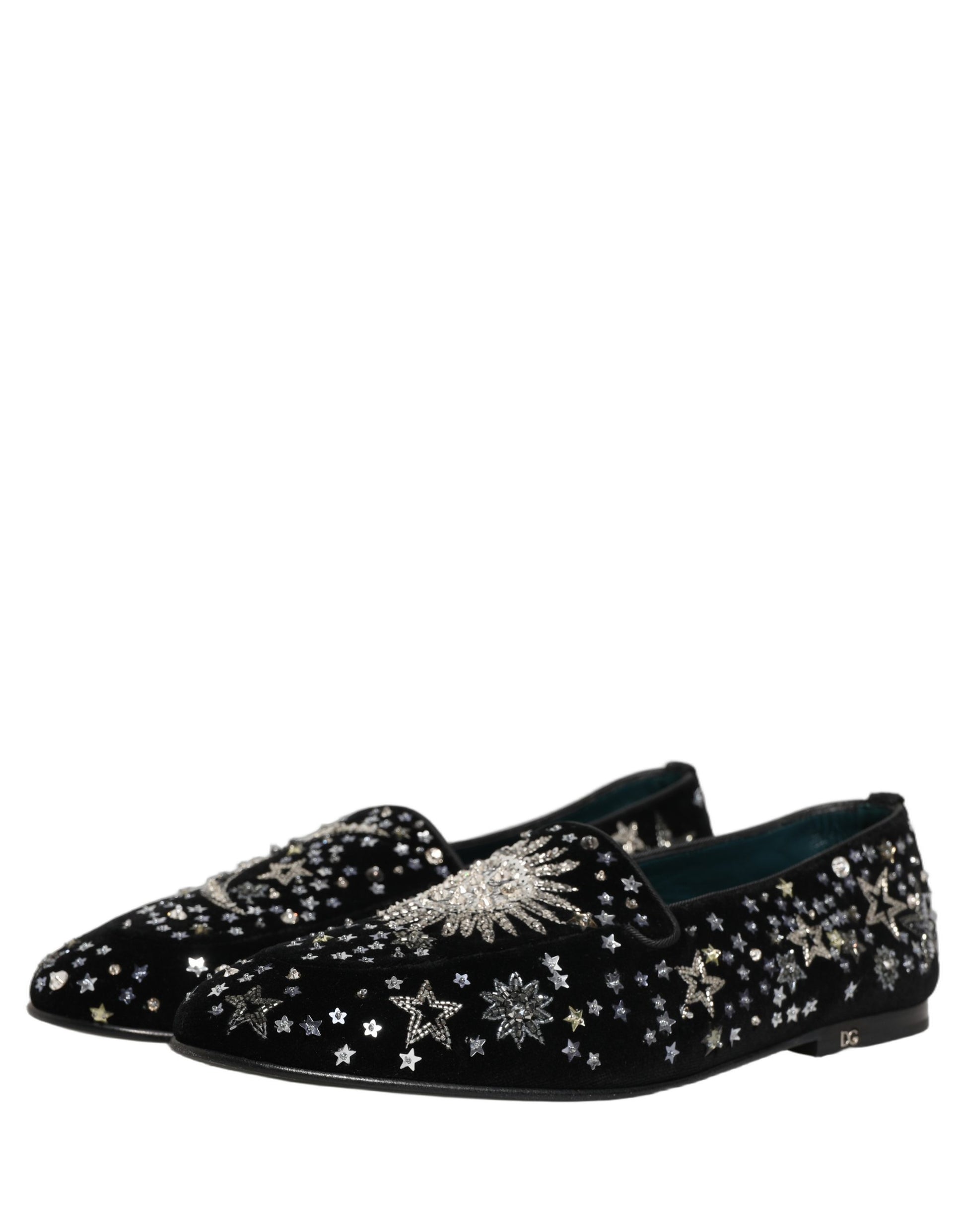 Dolce & Gabbana Black Crystal Embellished Dress Loafers Shoes Dolce & Gabbana