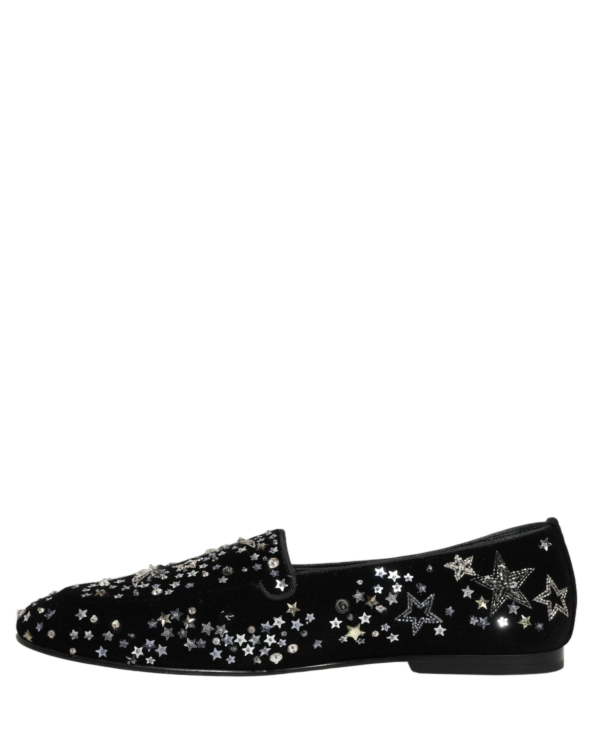 Dolce & Gabbana Black Crystal Embellished Dress Loafers Shoes Dolce & Gabbana