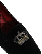 Dolce & Gabbana Black Crown Embellished Dress Loafers Shoes Dolce & Gabbana