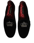 Dolce & Gabbana Black Crown Embellished Dress Loafers Shoes Dolce & Gabbana