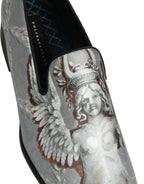 Dolce & Gabbana Gray Baroque Angel Velvet Men Loafers Shoes Dolce & Gabbana