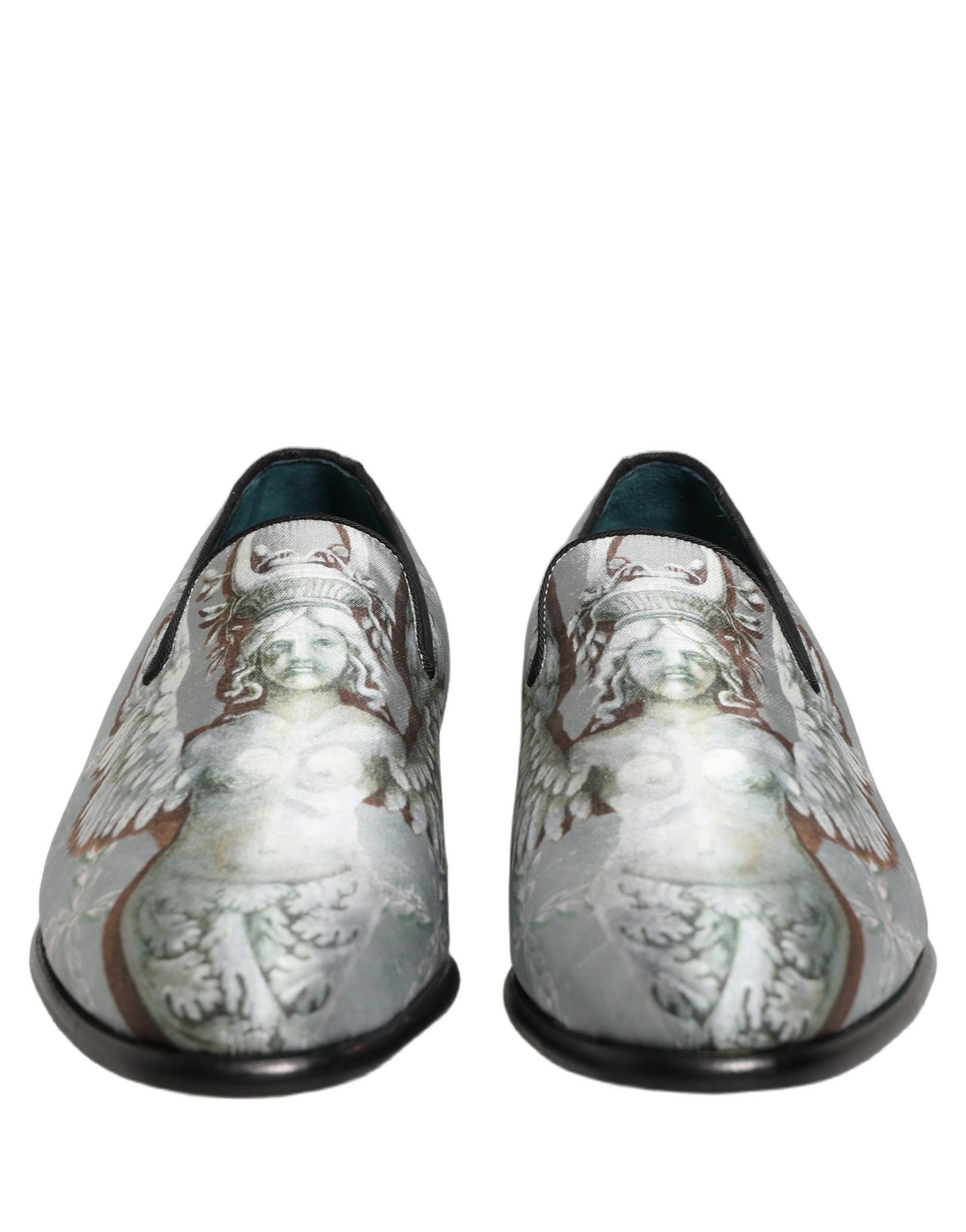 Dolce & Gabbana Gray Baroque Angel Velvet Men Loafers Shoes Dolce & Gabbana