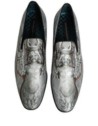 Dolce & Gabbana Gray Baroque Angel Velvet Men Loafers Shoes Dolce & Gabbana