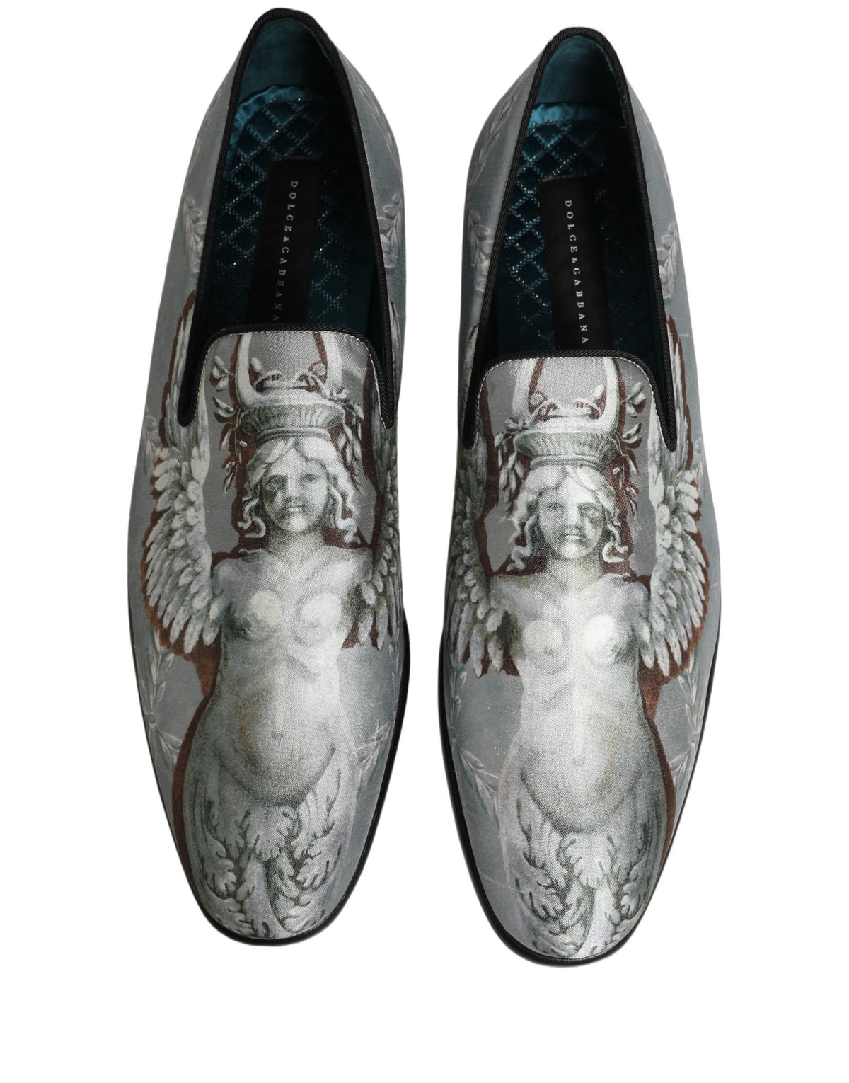Dolce & Gabbana Gray Baroque Angel Velvet Men Loafers Shoes Dolce & Gabbana