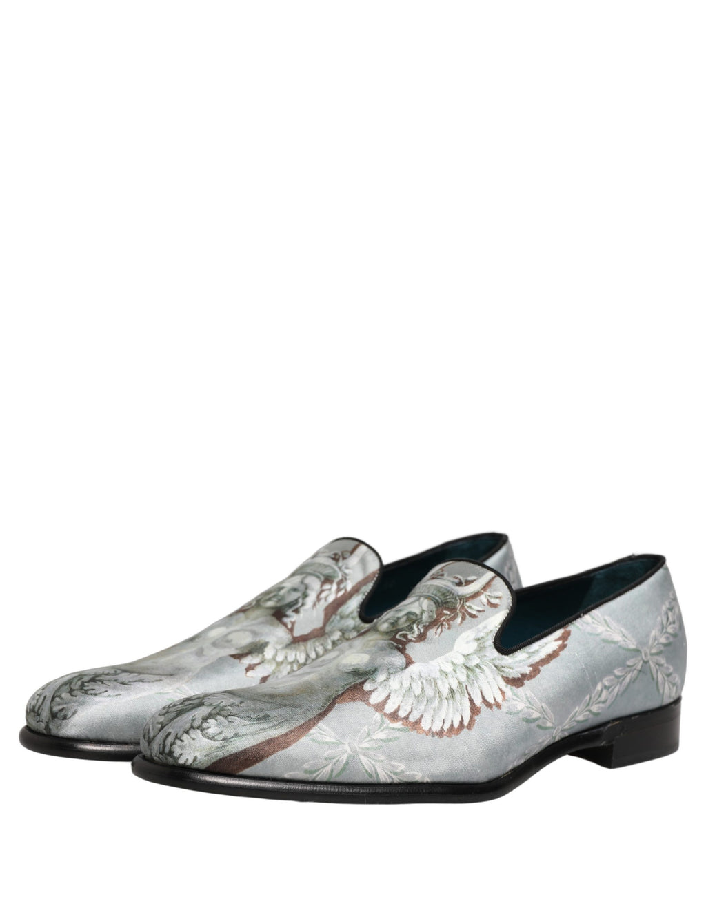 Dolce & Gabbana Gray Baroque Angel Velvet Men Loafers Shoes Dolce & Gabbana