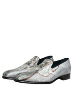 Dolce & Gabbana Gray Baroque Angel Velvet Men Loafers Shoes Dolce & Gabbana