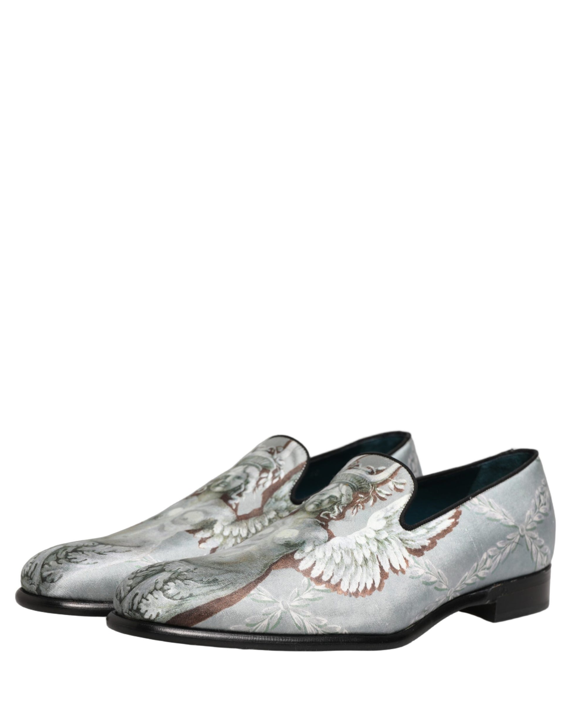 Dolce & Gabbana Gray Baroque Angel Velvet Men Loafers Shoes Dolce & Gabbana