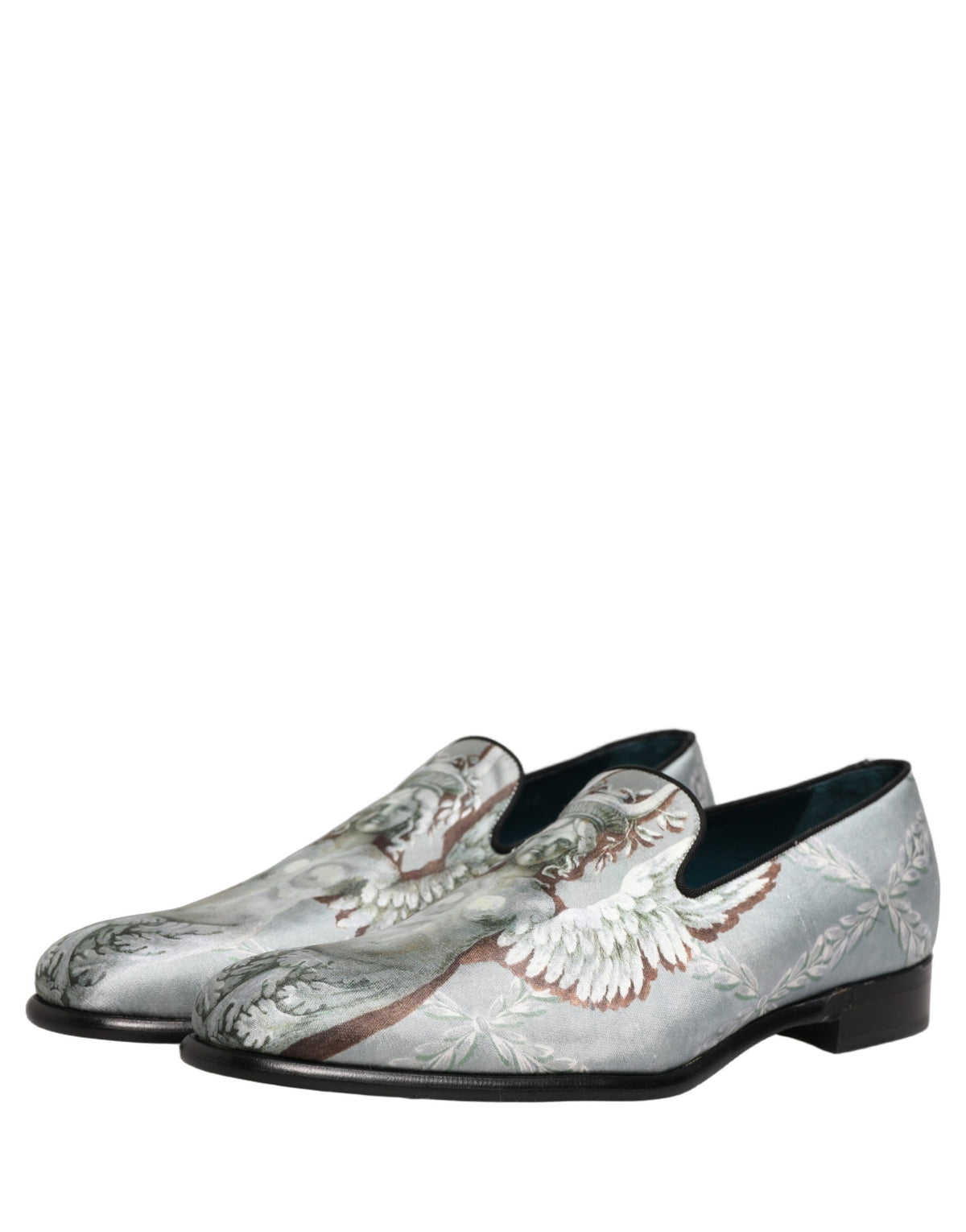 Dolce & Gabbana Gray Baroque Angel Velvet Men Loafers Shoes Dolce & Gabbana