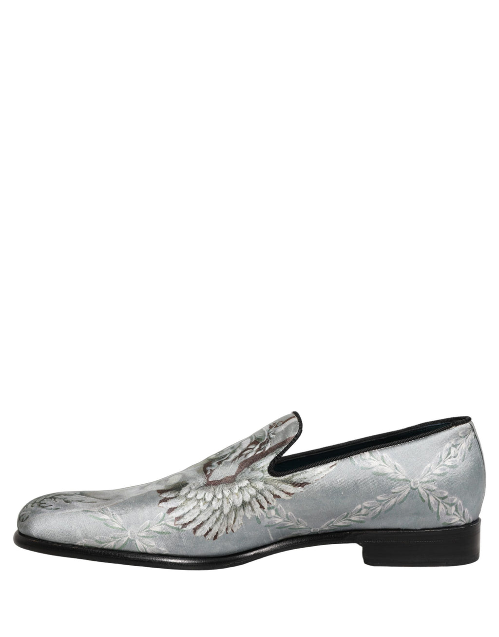 Dolce & Gabbana Gray Baroque Angel Velvet Men Loafers Shoes Dolce & Gabbana