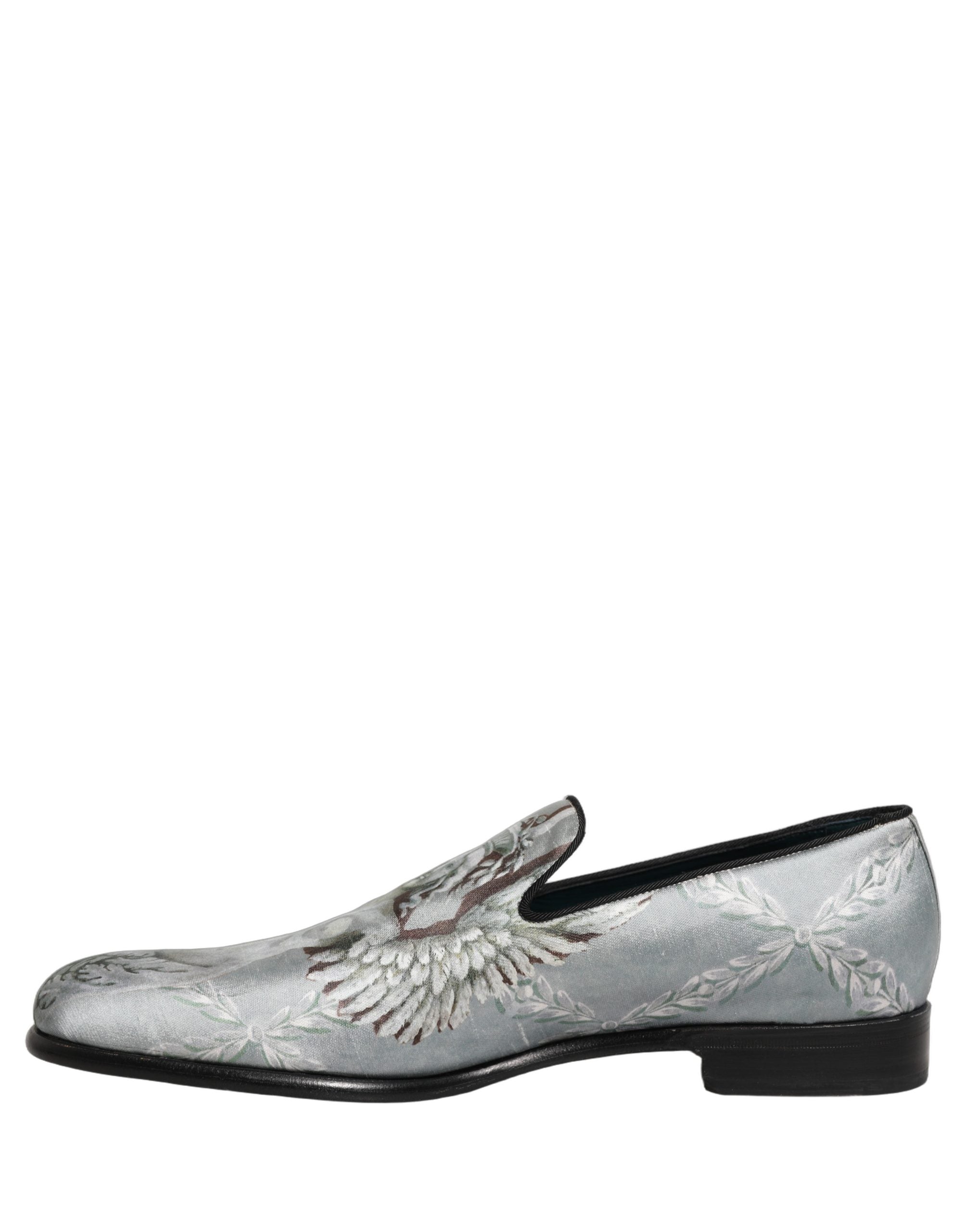 Dolce & Gabbana Gray Baroque Angel Velvet Men Loafers Shoes Dolce & Gabbana