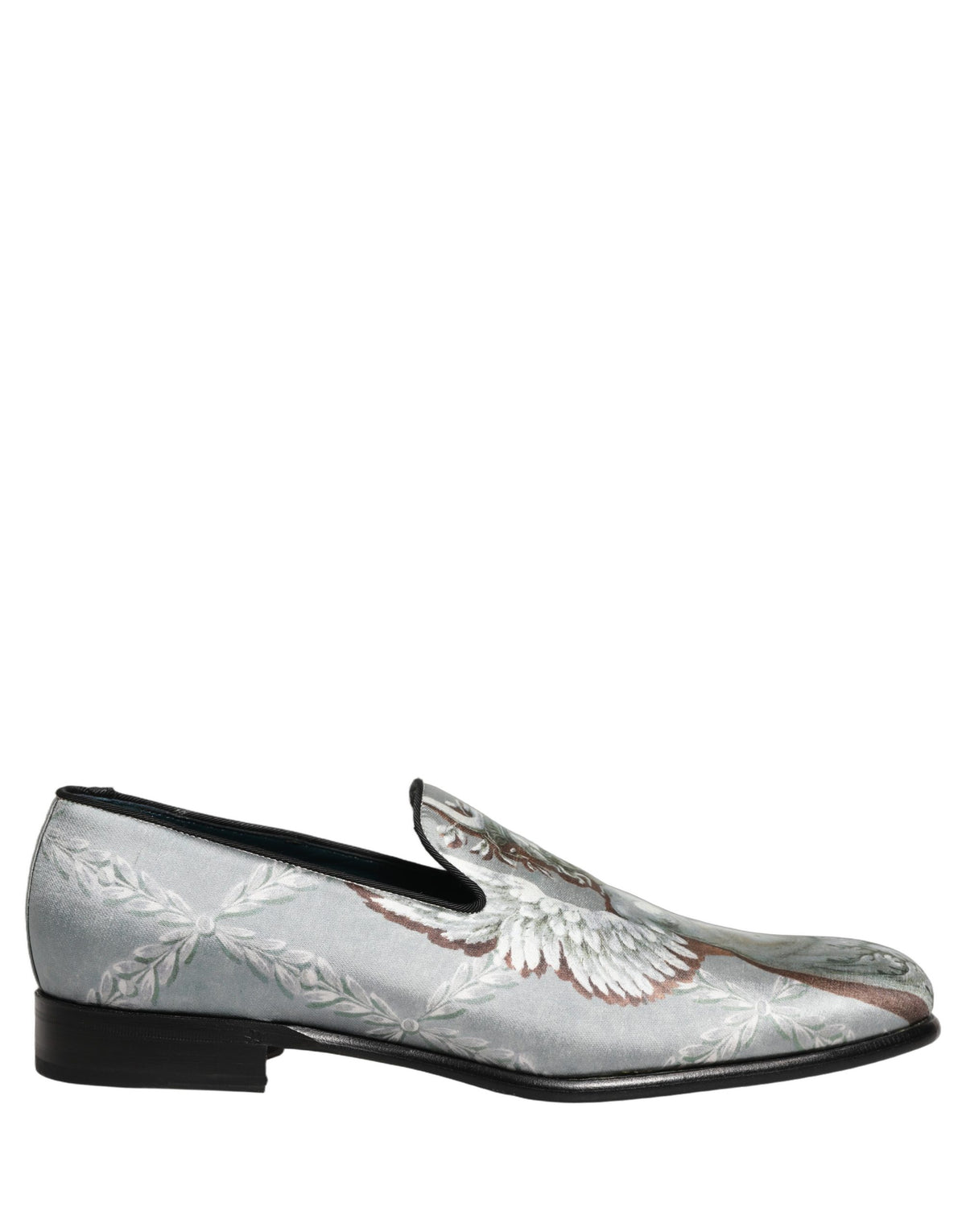 Dolce & Gabbana Gray Baroque Angel Velvet Men Loafers Shoes Dolce & Gabbana
