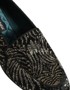 Dolce & Gabbana Black Silver Embellished Dress Loafers Shoes Dolce & Gabbana