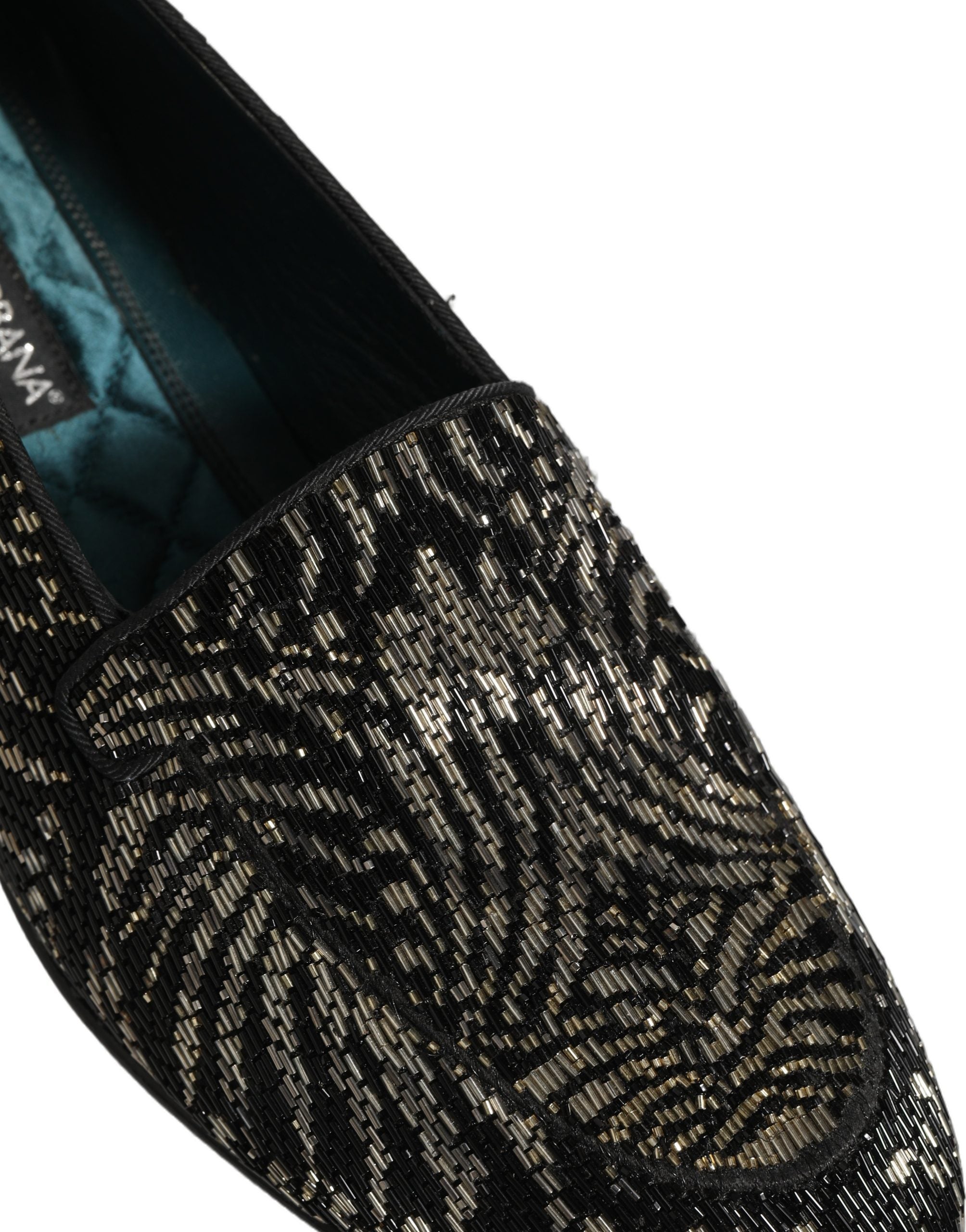 Dolce & Gabbana Black Silver Embellished Dress Loafers Shoes Dolce & Gabbana