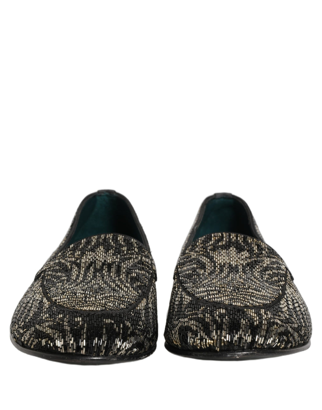 Dolce & Gabbana Black Silver Embellished Dress Loafers Shoes Dolce & Gabbana