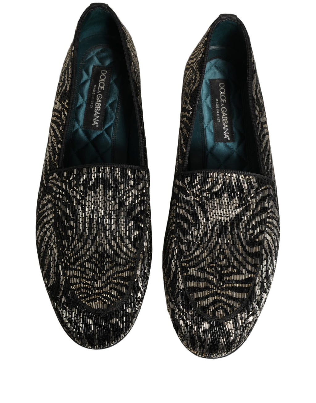 Dolce & Gabbana Black Silver Embellished Dress Loafers Shoes Dolce & Gabbana