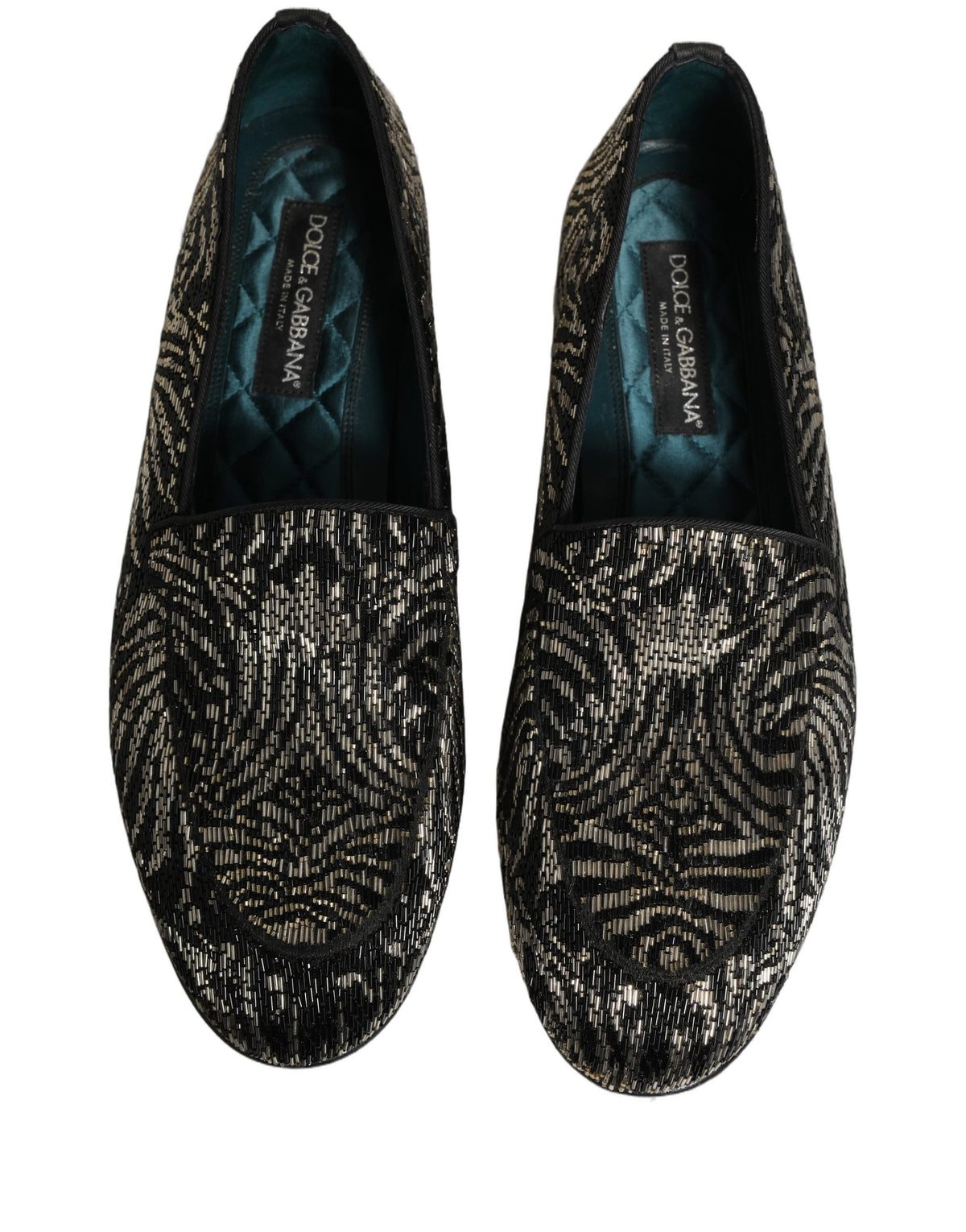 Dolce & Gabbana Black Silver Embellished Dress Loafers Shoes Dolce & Gabbana